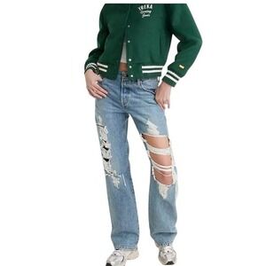 NWT Levis 501 90s Distressed Straight Leg Jeans Medium Wash Women's 27 / 4